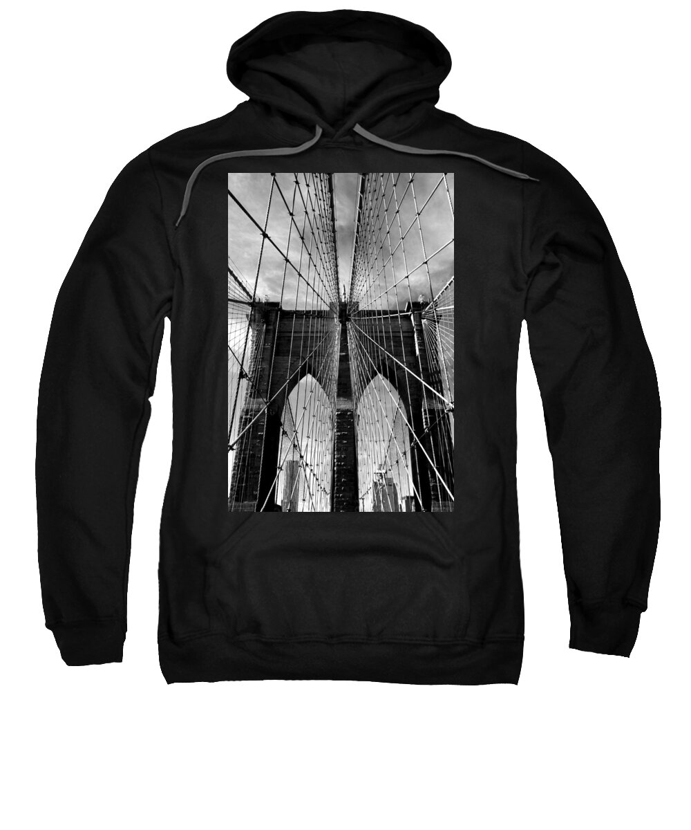 Bridge Sweatshirt featuring the photograph Brooklyn Bridge in Monochrome by Jessica Jenney