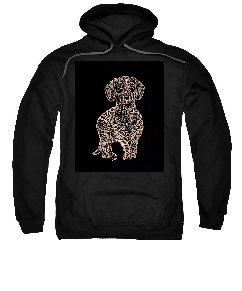 Dachshund Sweatshirt featuring the drawing Brutus by Linda Clary
