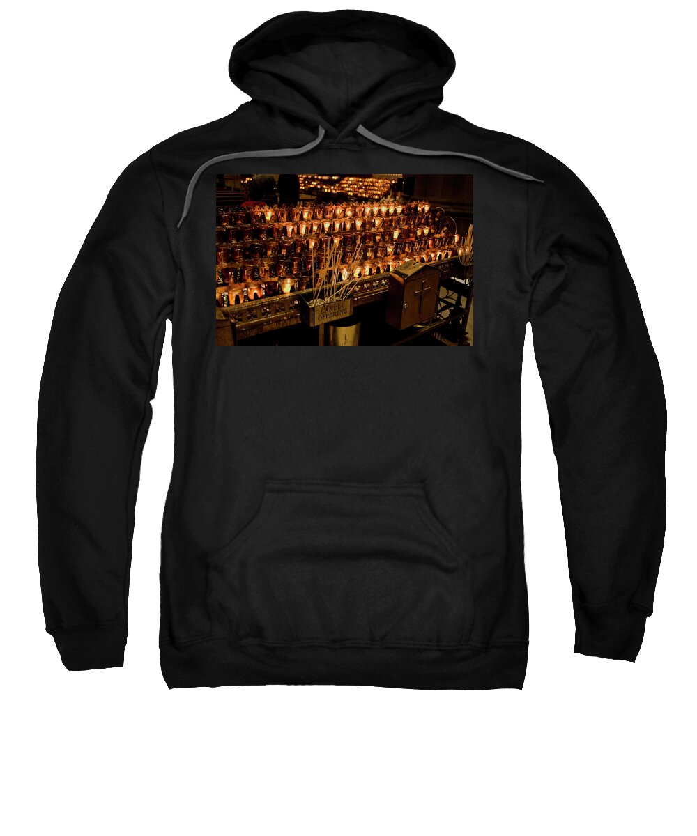 New York City Sweatshirt featuring the photograph Candle Offerings St. Patrick Cathedral by Lorraine Devon Wilke