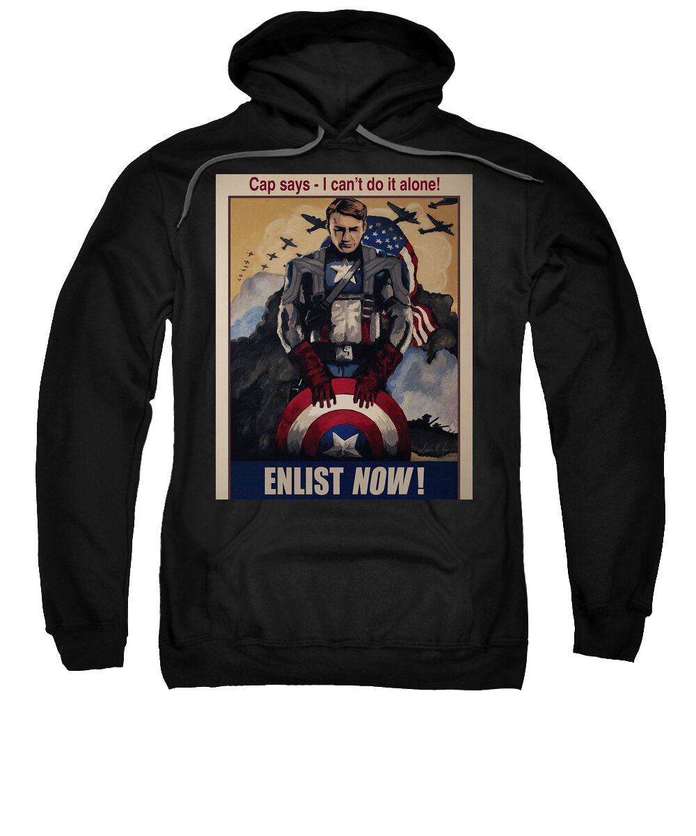 Avengers Sweatshirt featuring the painting Captain America Recruiting Poster by Dale Loos Jr