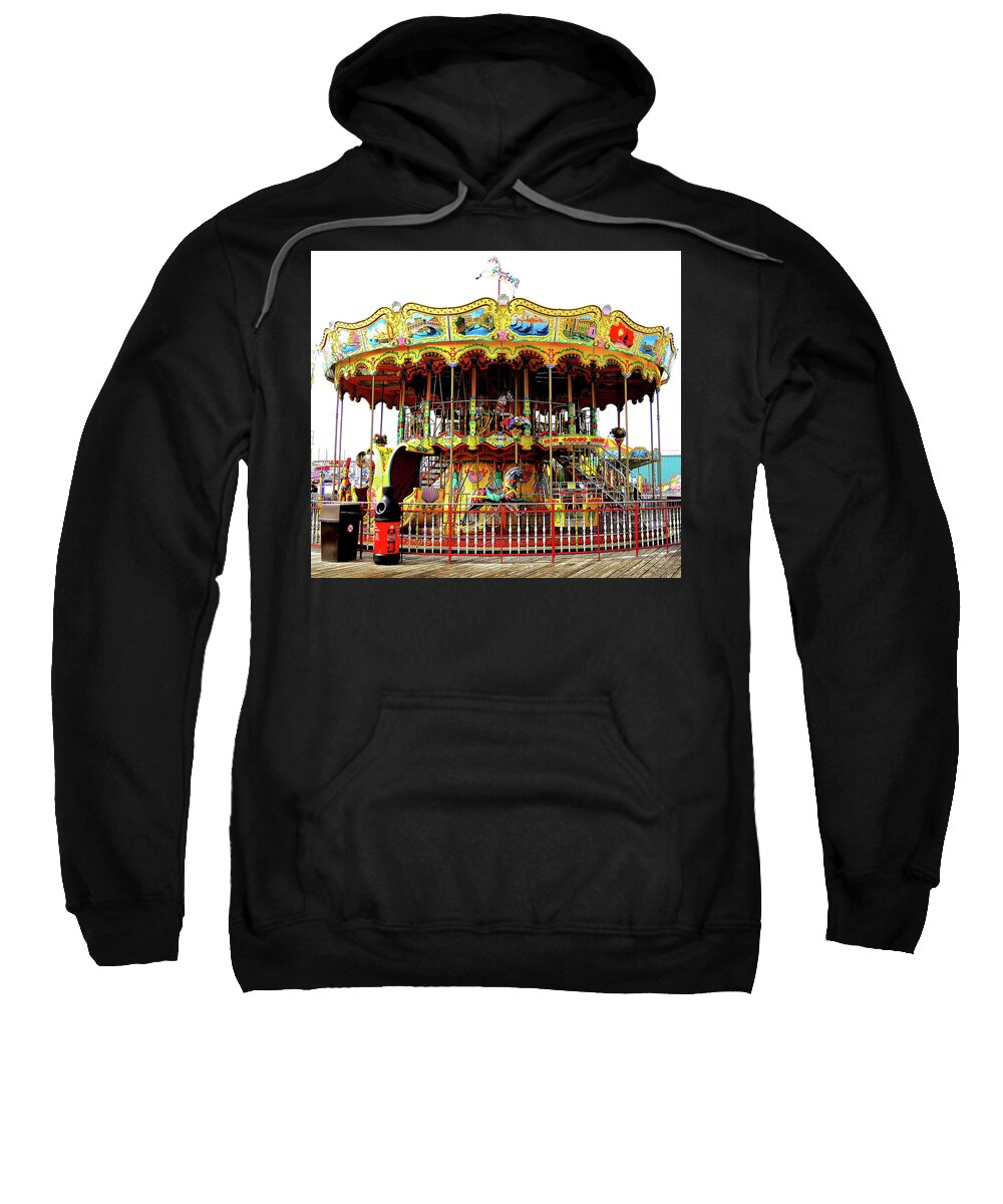 Merry-go-round Sweatshirt featuring the photograph Carousel on the Wildwood, New Jersey Boardwalk by Linda Stern