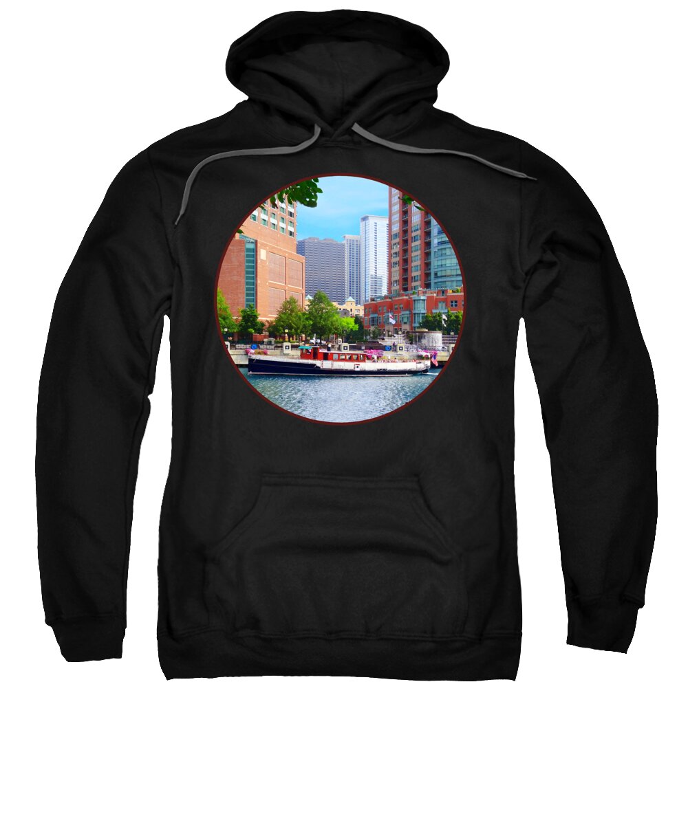 Chicago Sweatshirt featuring the photograph Chicago IL - Chicago River Near Centennial Fountain by Susan Savad