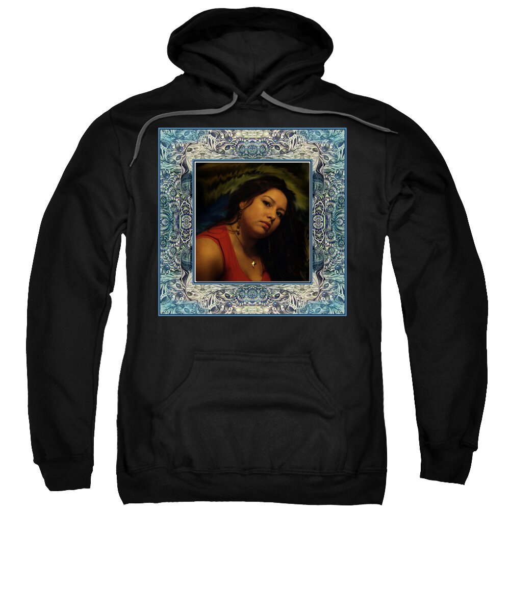 Portrait Glamour Fantasy Muse Sweatshirt featuring the digital art Christan Cameo by Otto Rapp