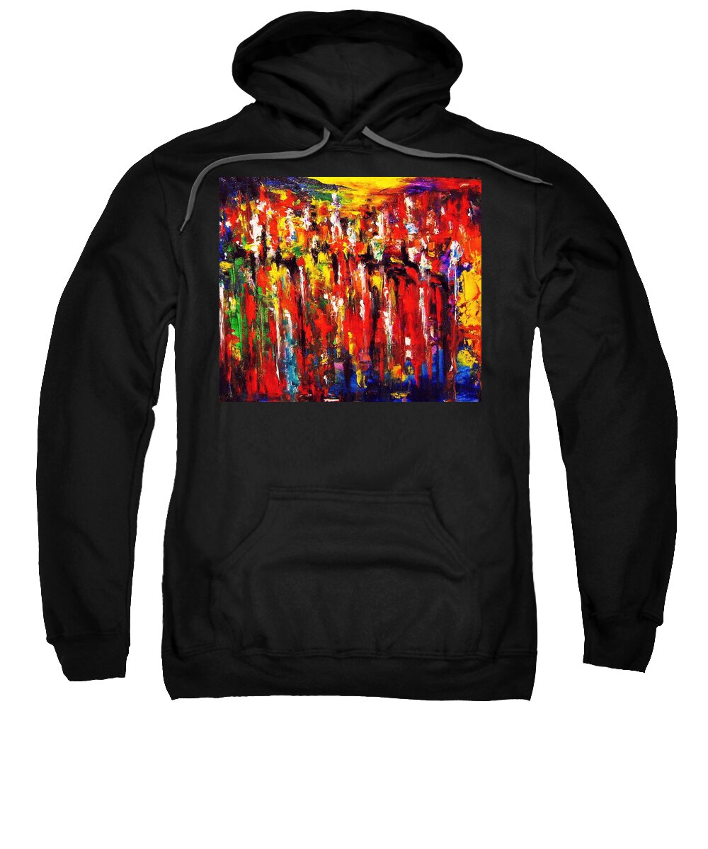 Energy Art Sweatshirt featuring the painting CITY. Series ColorScapes. by Helen Kagan