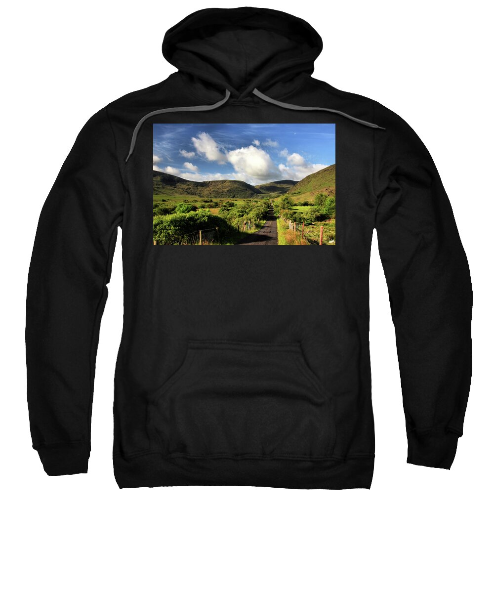  Sweatshirt featuring the photograph Cloghane Road to Lake by Mark Callanan
