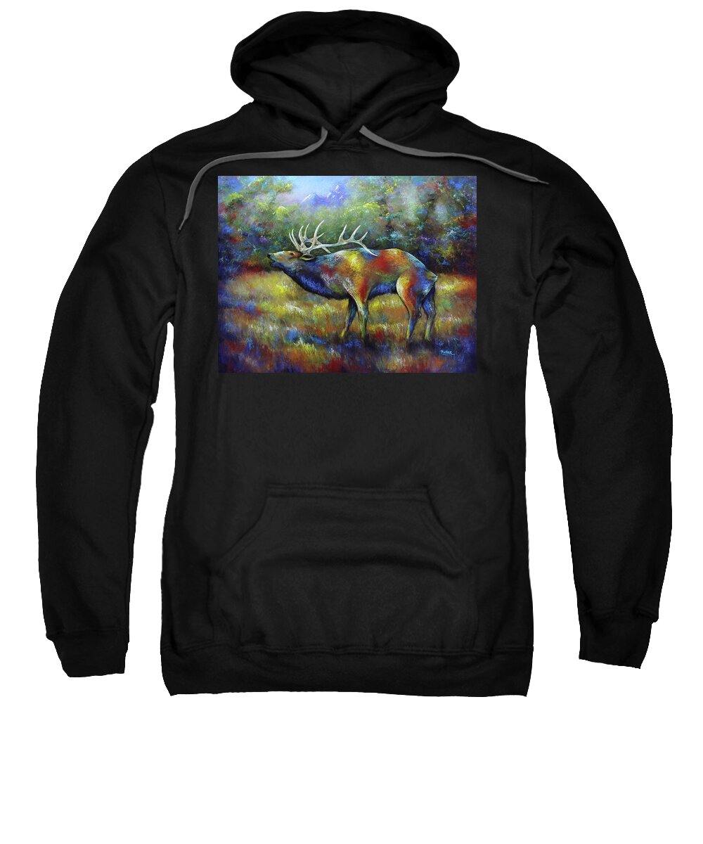 Elk Sweatshirt featuring the pastel Colorado Elk by Patricia Lintner