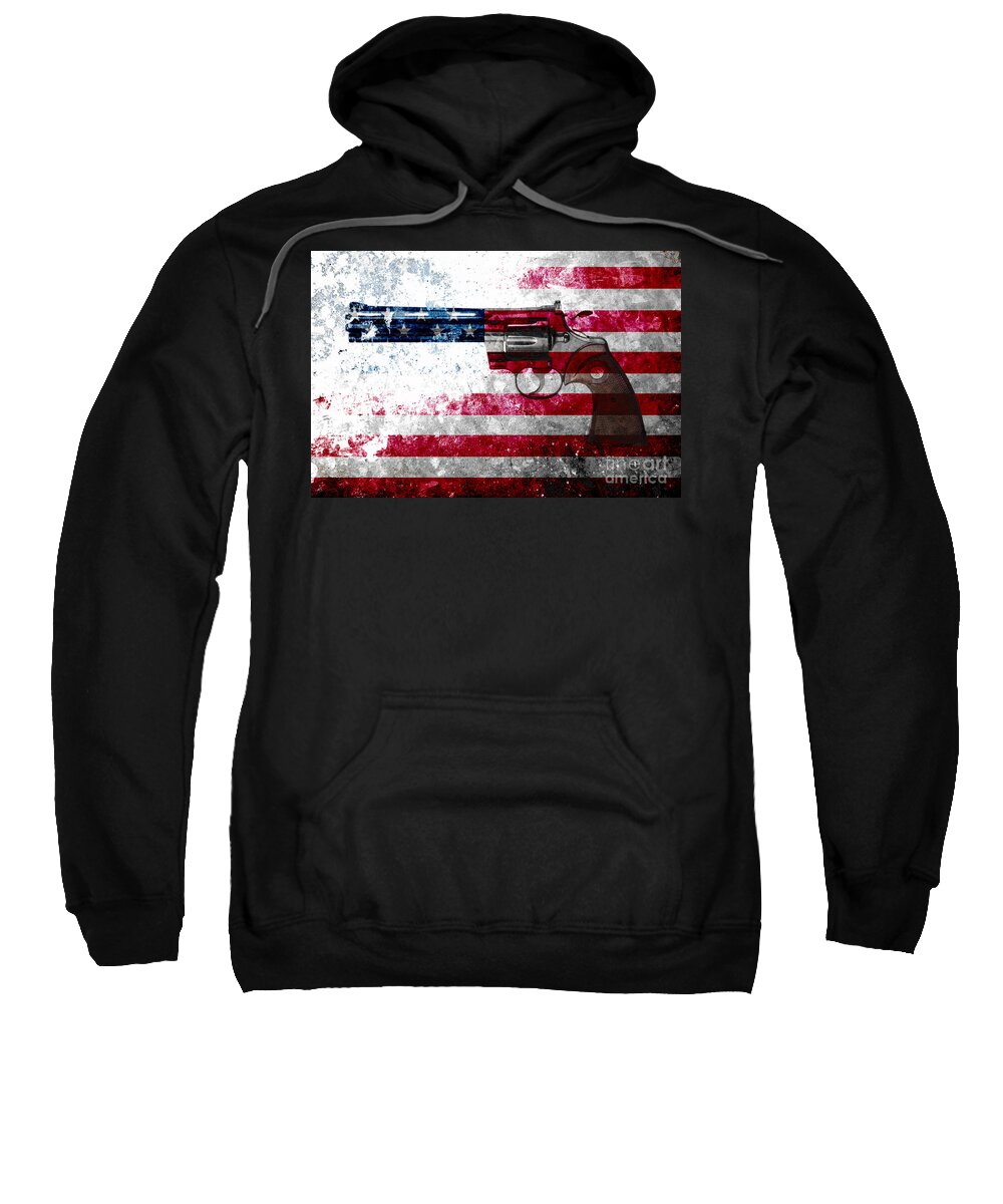 Colt Sweatshirt featuring the digital art Colt Python 357 Mag on American Flag by M L C