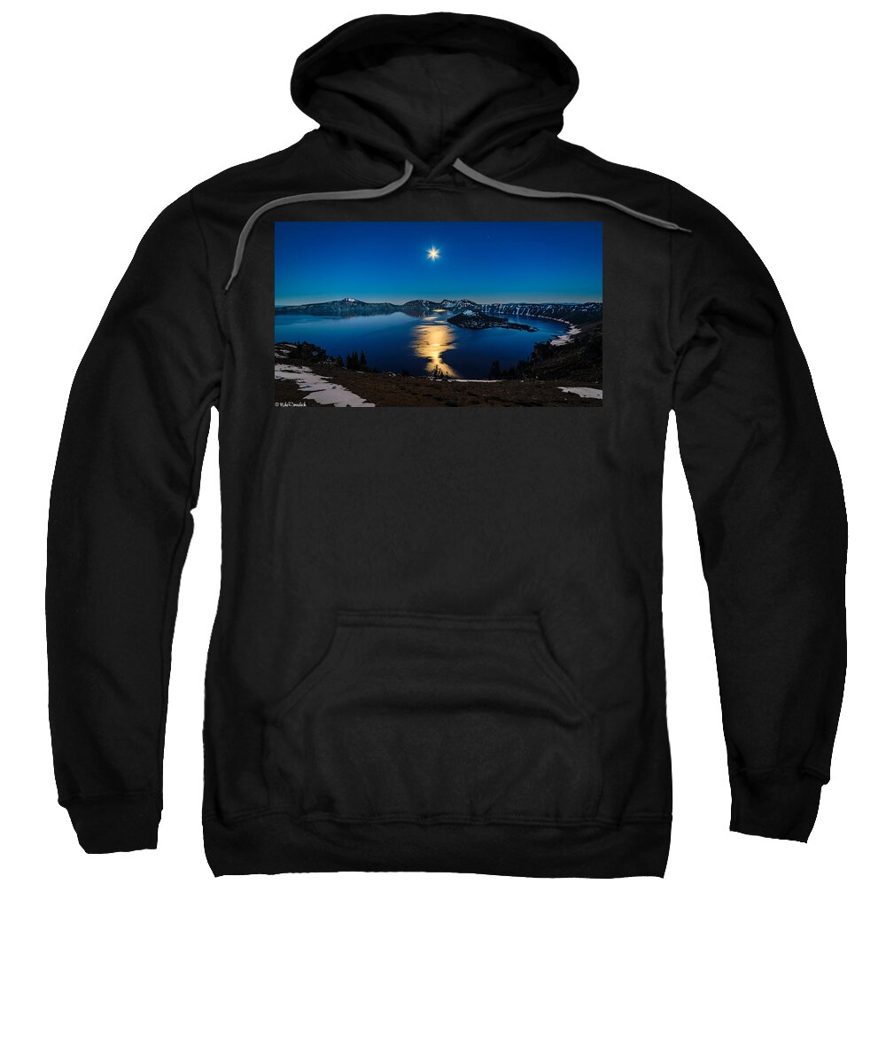 Crater Lake Sweatshirt featuring the photograph Crater Lake Moonlight by Mike Ronnebeck