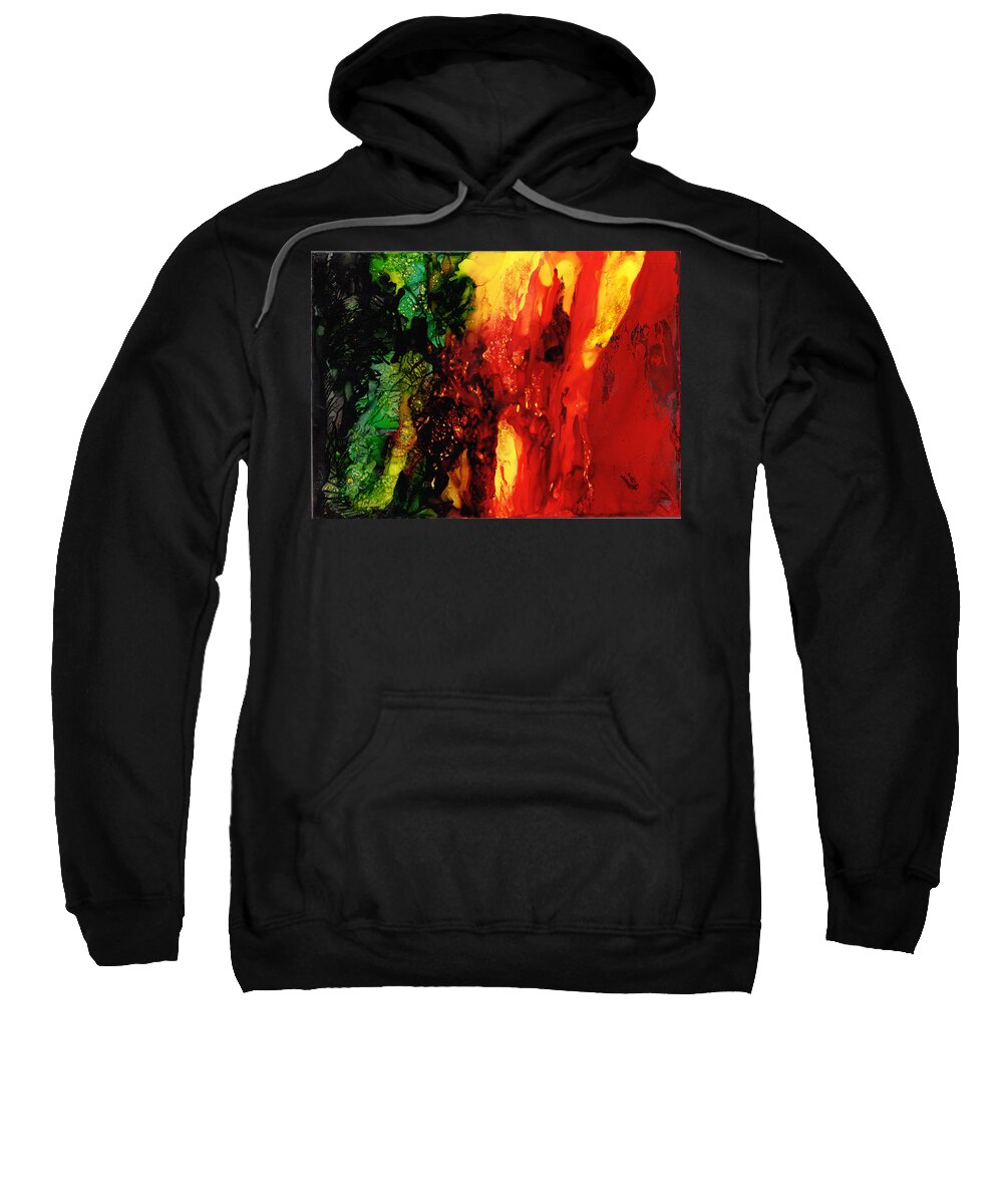 Abstract Sweatshirt featuring the painting Curtain of Fire by Charlene Fuhrman-Schulz