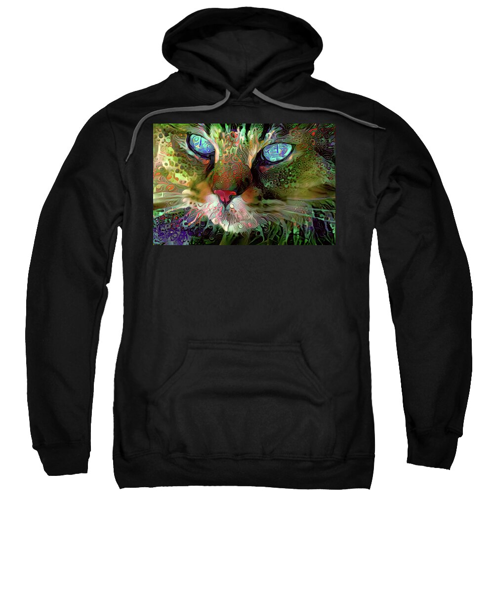 Cat Sweatshirt featuring the photograph Darby the Long Haired Cat by Peggy Collins