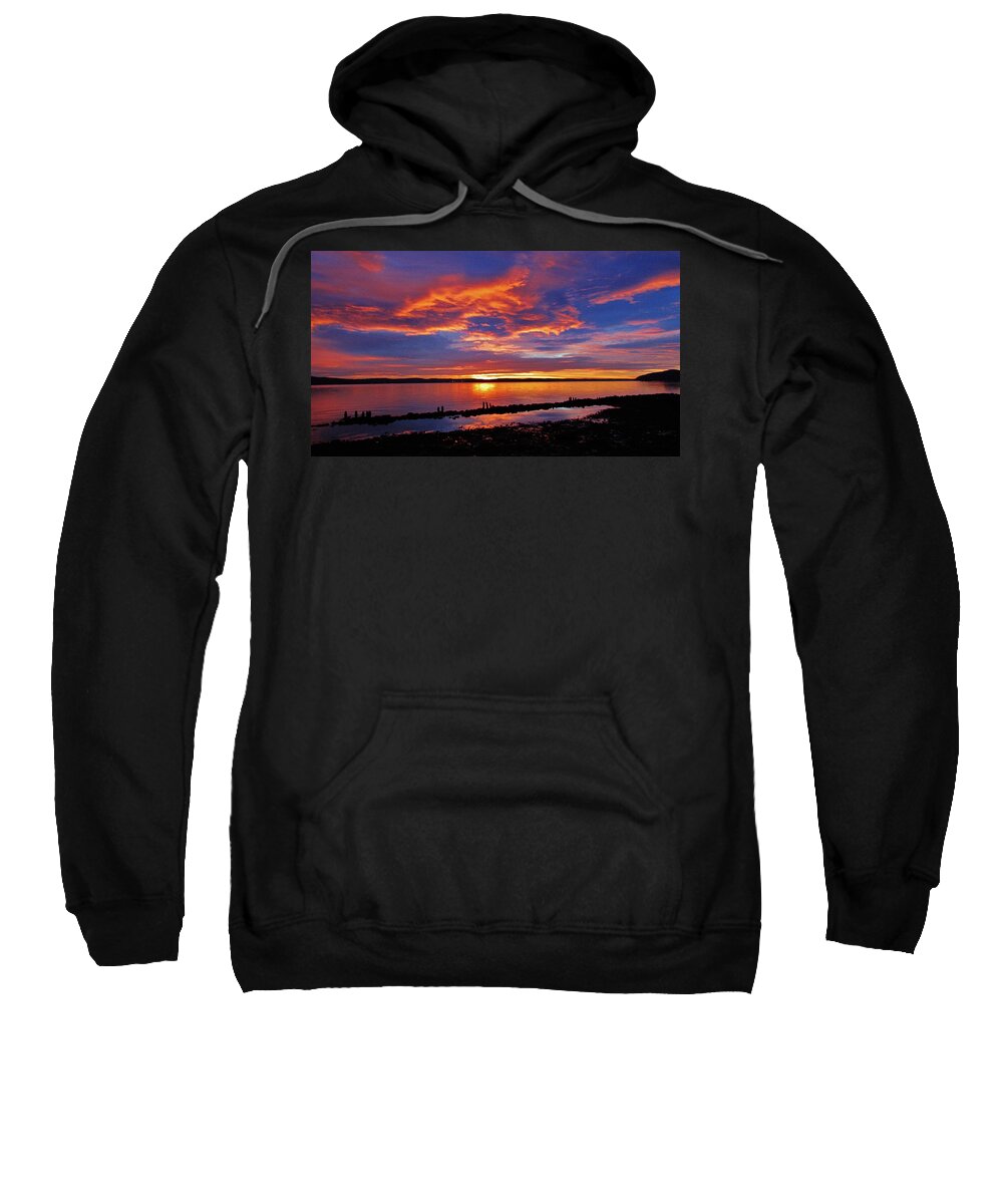 Hudson Valley Landscapes Sweatshirt featuring the photograph Daybreak Haverstraw Bay by Thomas McGuire