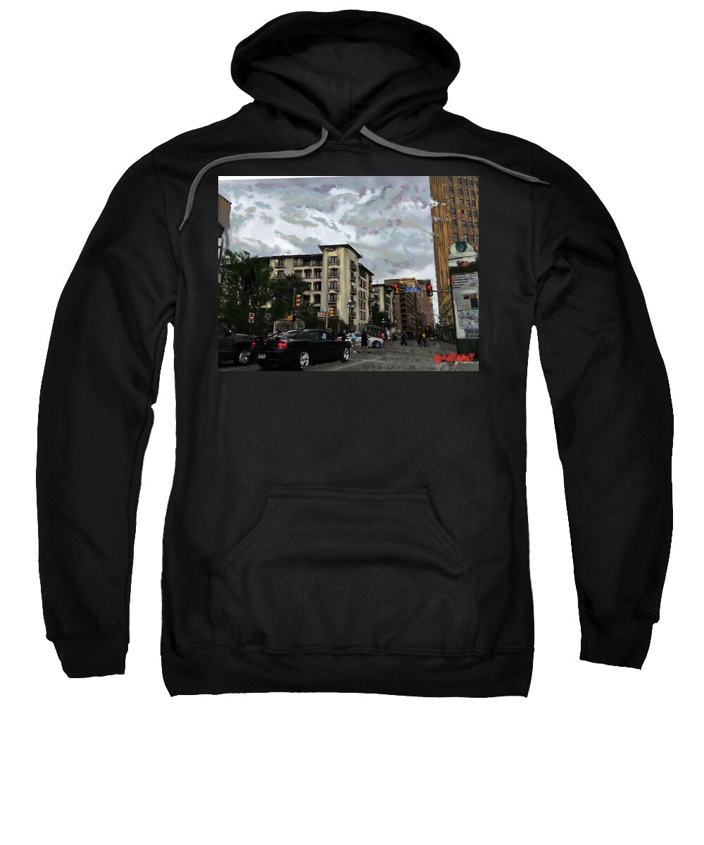 Cityscape Sweatshirt featuring the digital art Downtown 1 by Angela Weddle