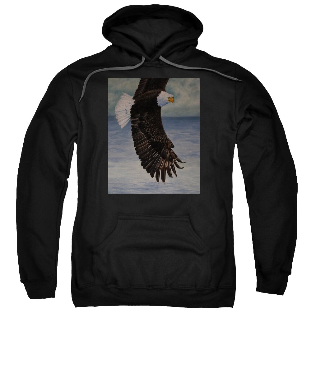 Roena King Sweatshirt featuring the painting Eagle - Low Pass Turn by Roena King