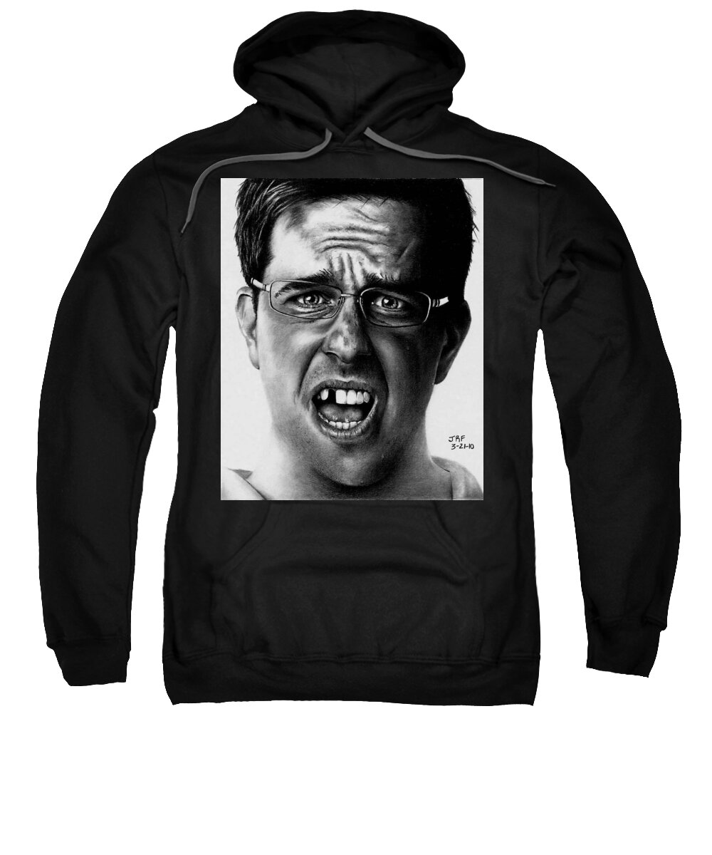 Ed Helms Sweatshirt featuring the drawing Ed Helms by Rick Fortson