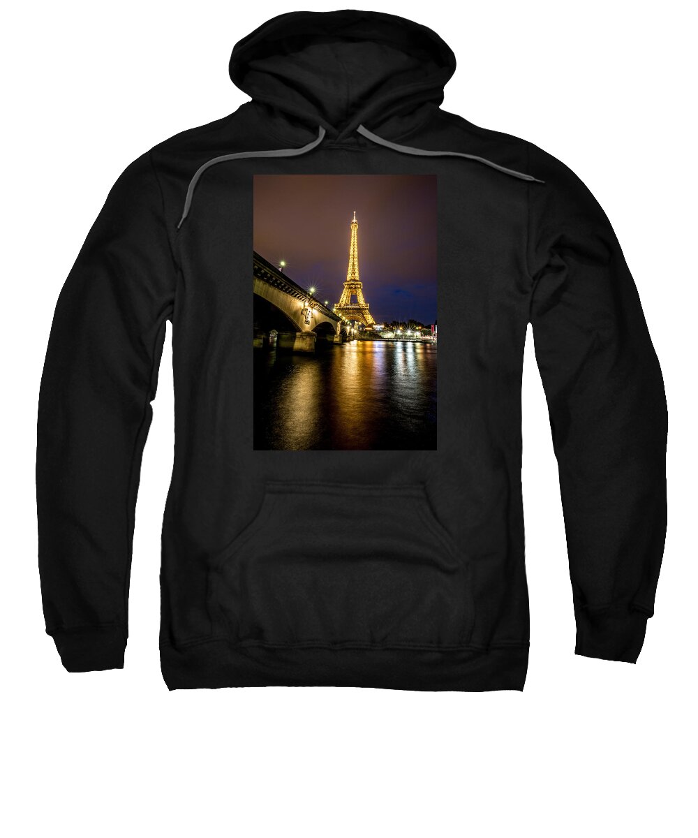 Paris Sweatshirt featuring the photograph Eiffel Tower at Night by Lev Kaytsner