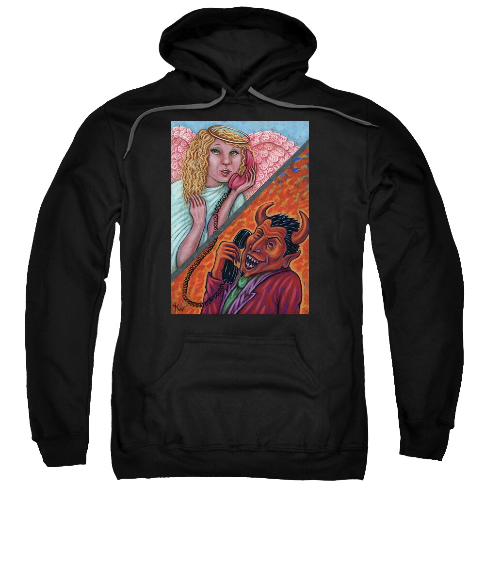 Angel Sweatshirt featuring the painting El Telefono by Holly Wood