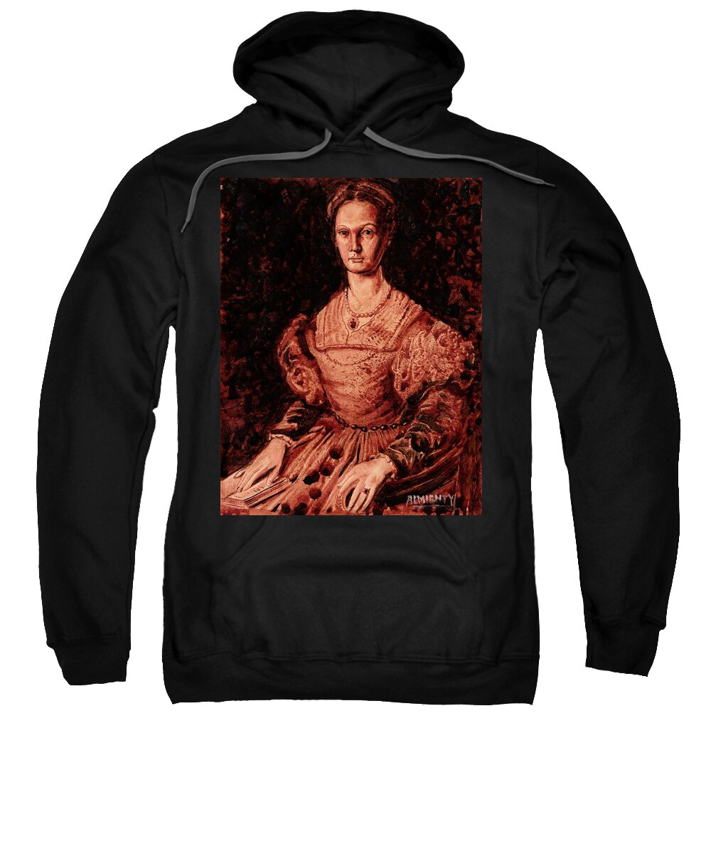 Ryan Almighty Sweatshirt featuring the painting Elizabeth Bathory -dry blood by Ryan Almighty