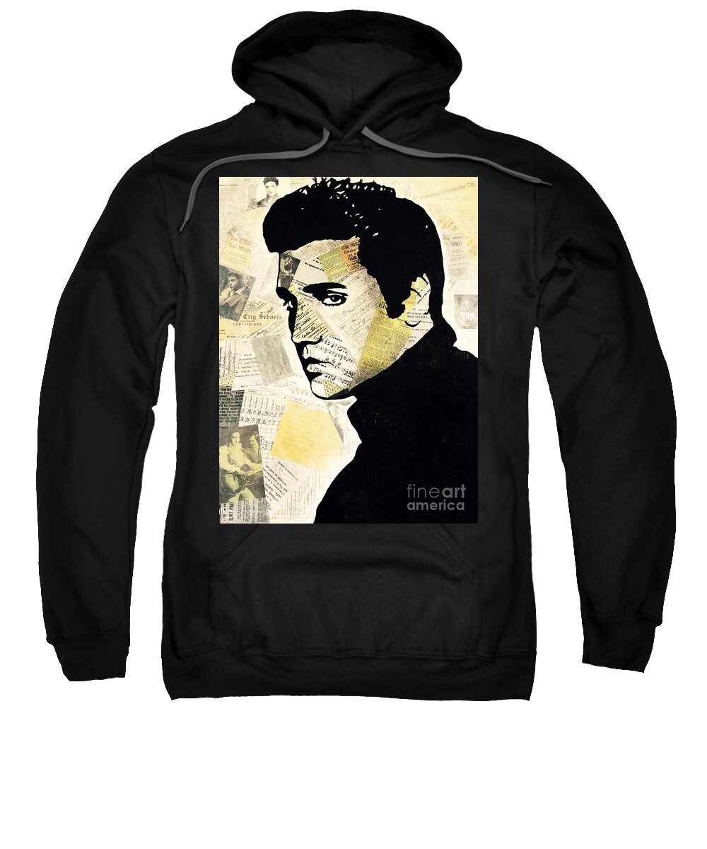 Elvis Presley Sweatshirt featuring the painting ELVIS PRESLEY Love Song by Kathleen Artist PRO