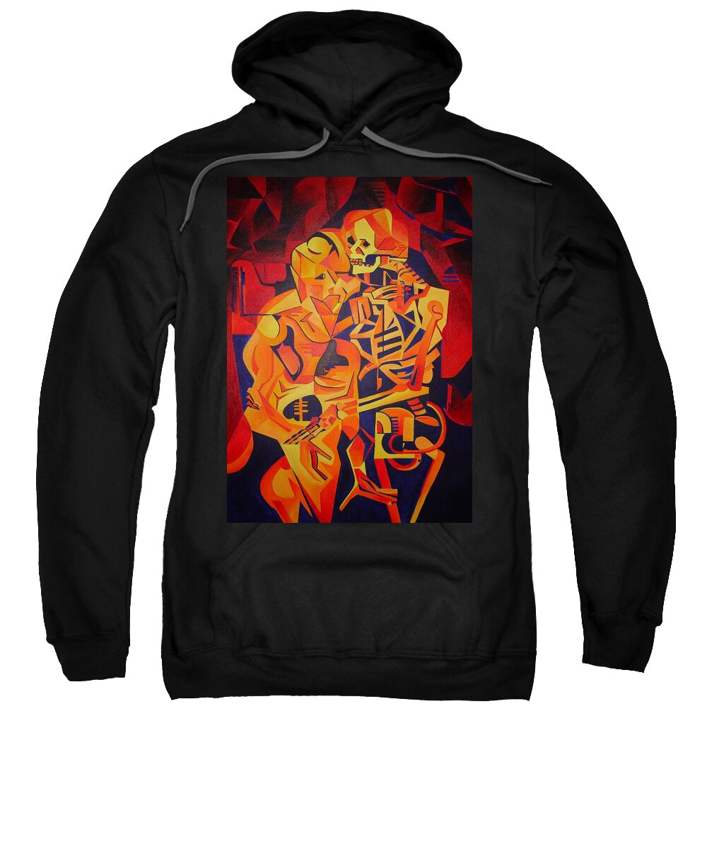 Cubism Sweatshirt featuring the painting Embracing Death by Taiche Acrylic Art