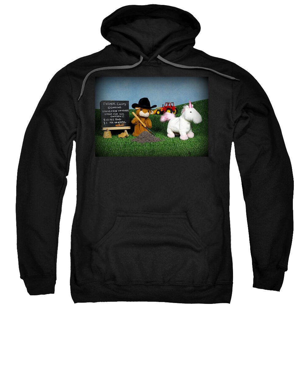 Rabbit Sweatshirt featuring the photograph Farmer Chip's Genuine Unicorn Manure by Piggy      