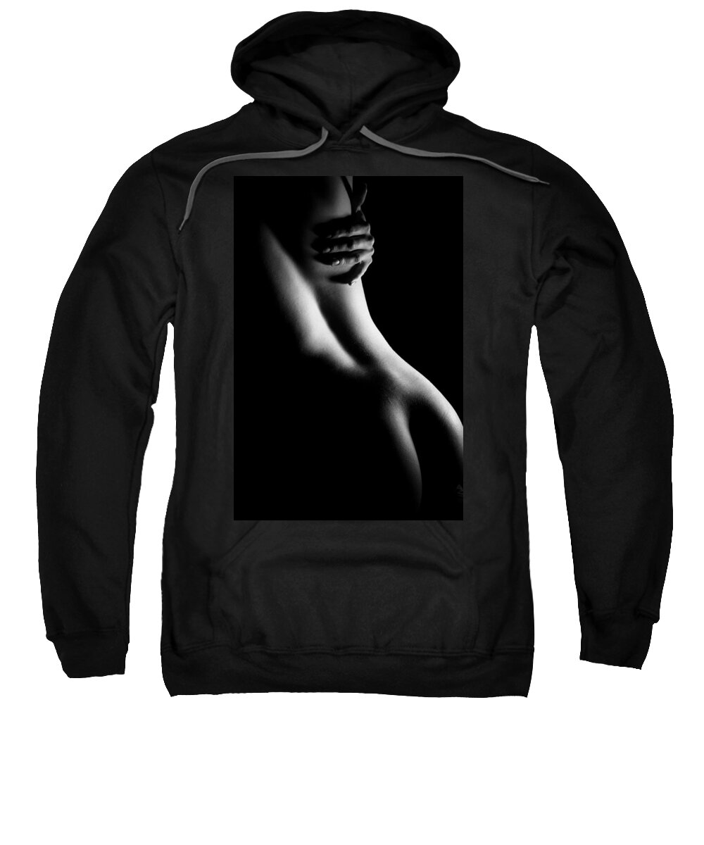 Nude Sweatshirt featuring the photograph Figure Study with Hand by Joe Kozlowski