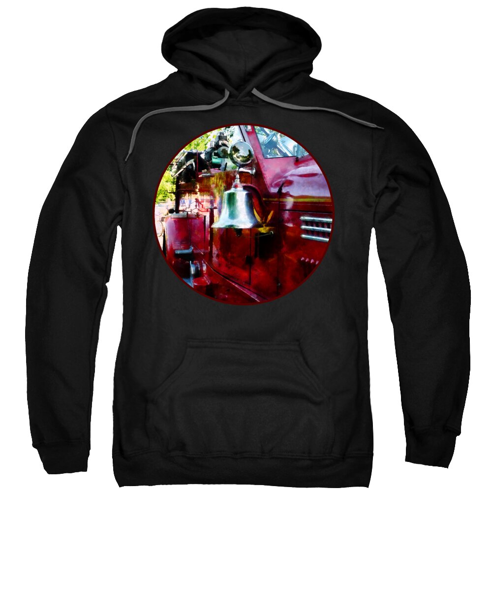 Firefighters Sweatshirt featuring the photograph Fireman - Bell on Fire Engine by Susan Savad