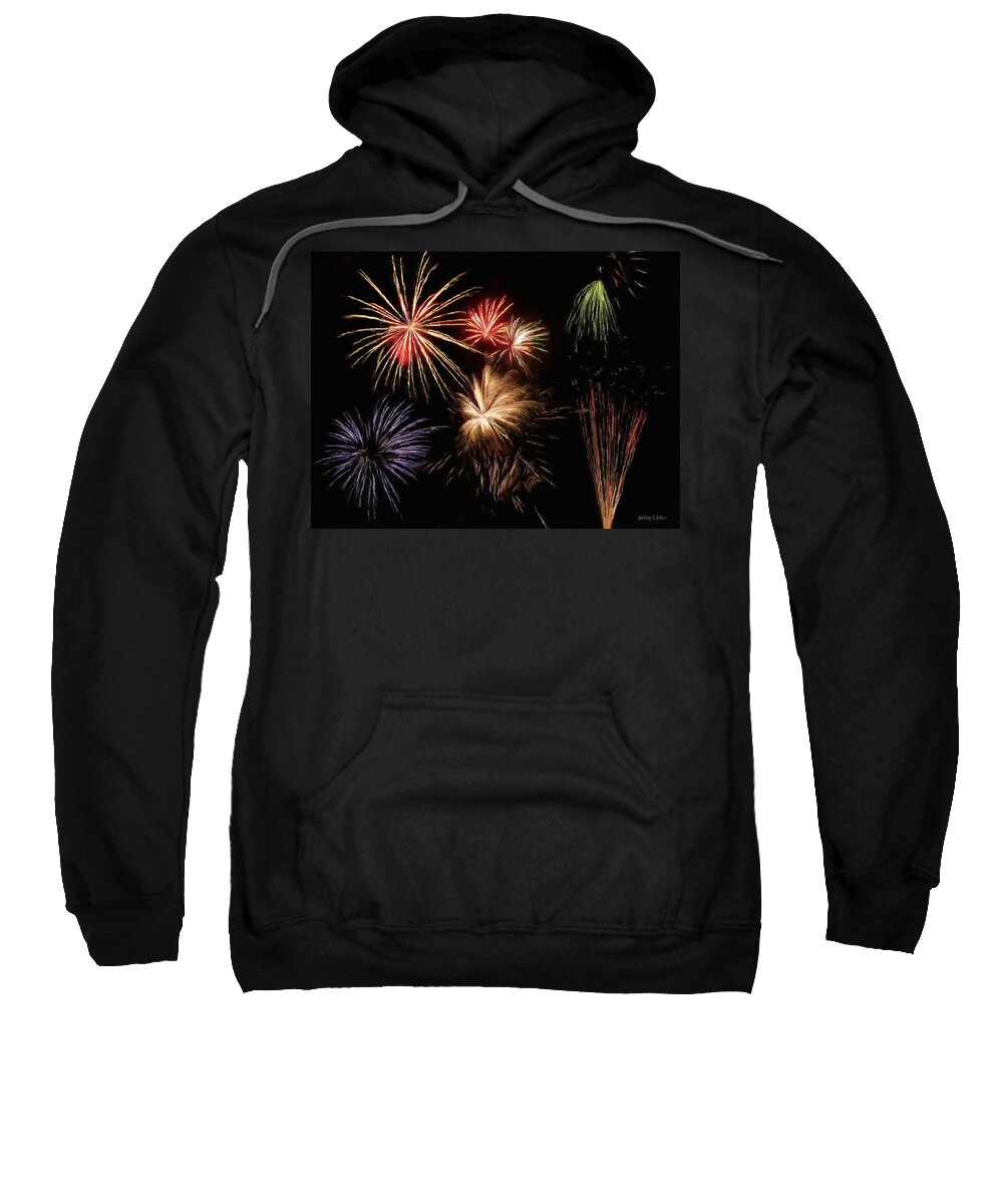 Fireworks Sweatshirt featuring the painting Fireworks by Jeffrey Kolker