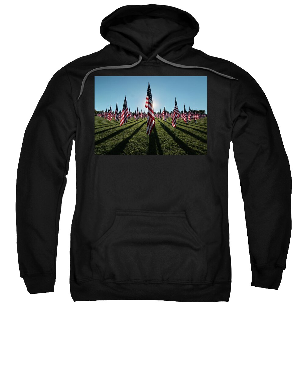9-11 Sweatshirt featuring the photograph Flags of Valor - 2016 by Harold Rau