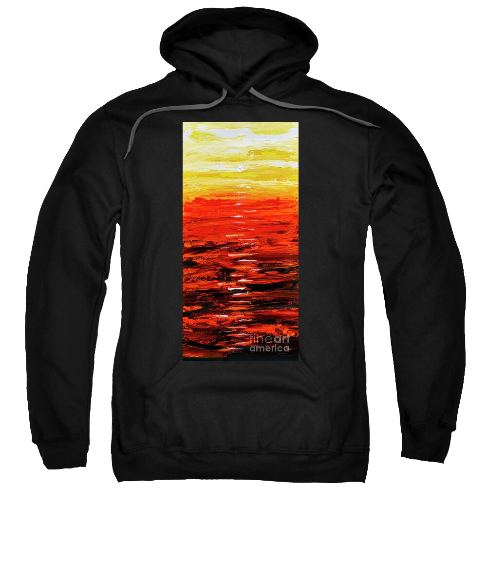 Abstract Sweatshirt featuring the painting Flaming Sunset Abstract 205173 by Mas Art Studio