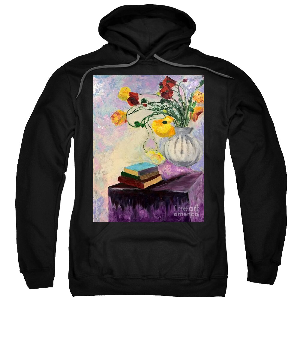 Floral Sweatshirt featuring the painting Floral Abstract by Nicolas Bouteneff