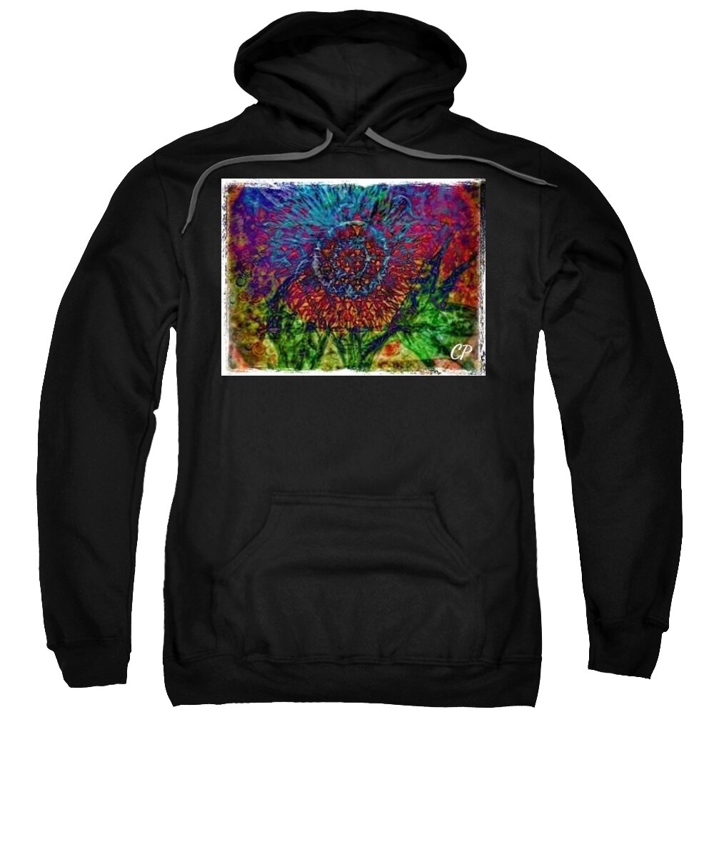 Flower Sweatshirt featuring the painting Flower of life sunflower by Christine Paris