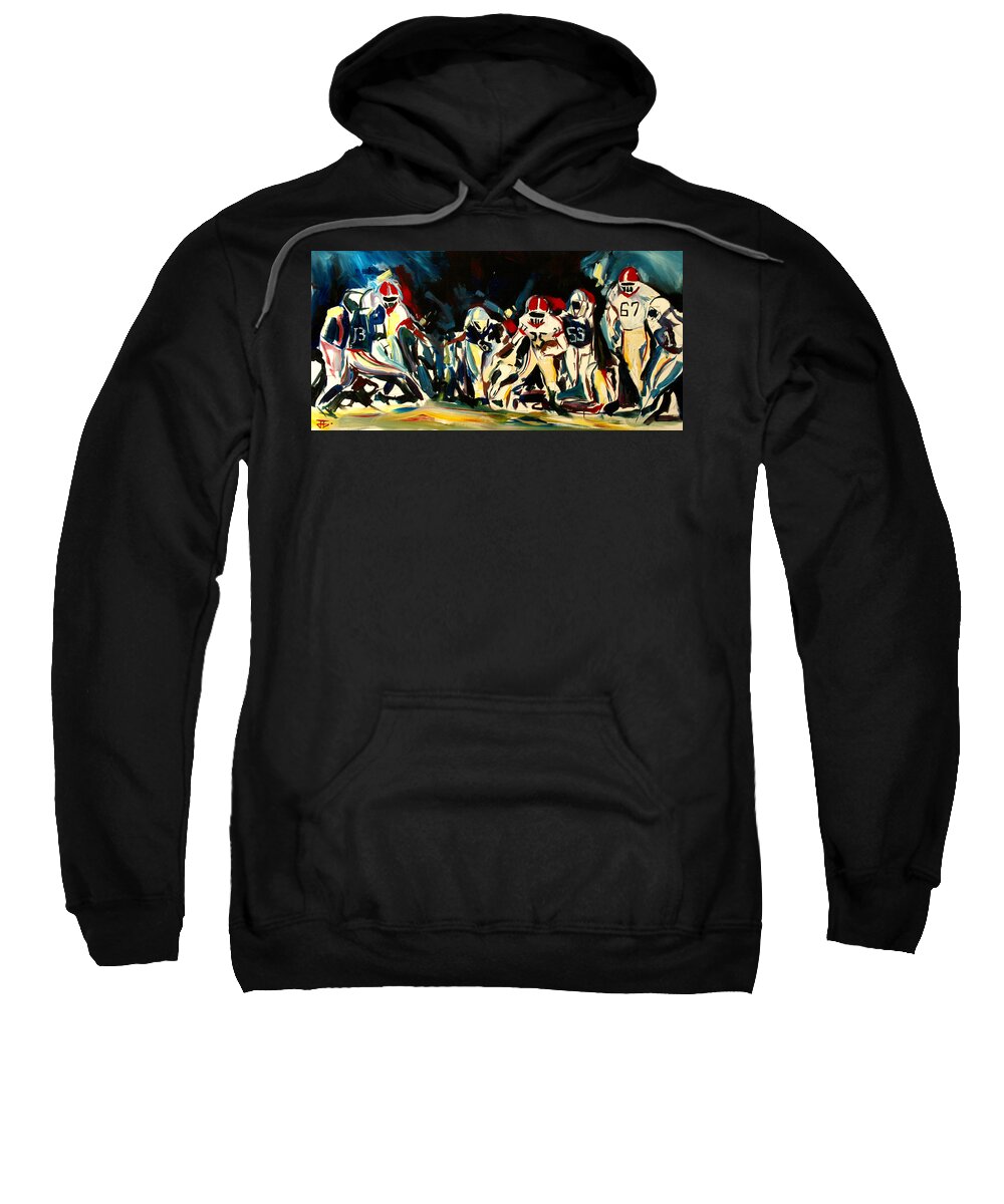  Sweatshirt featuring the painting Football Night by John Gholson