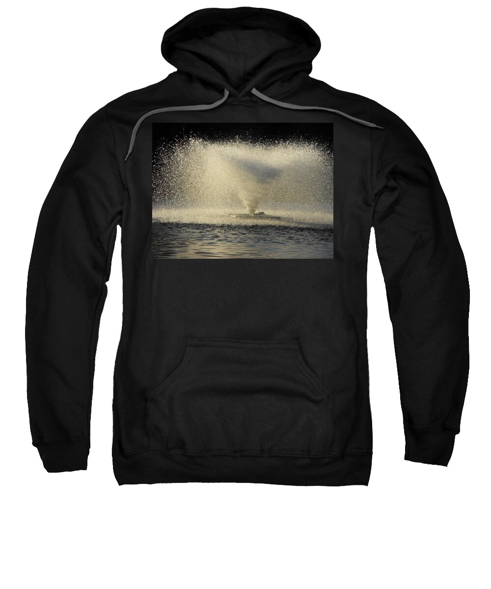 Illusion Sweatshirt featuring the photograph Fountain Tornado Illuminating the Shadow by Michael Oceanofwisdom Bidwell