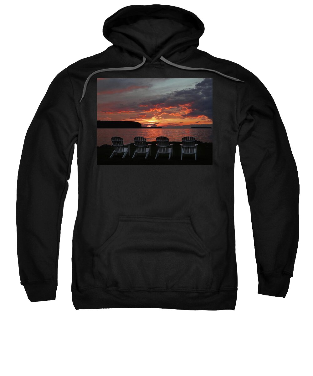 Four Sweatshirt featuring the photograph Four Chair Sunset by David T Wilkinson