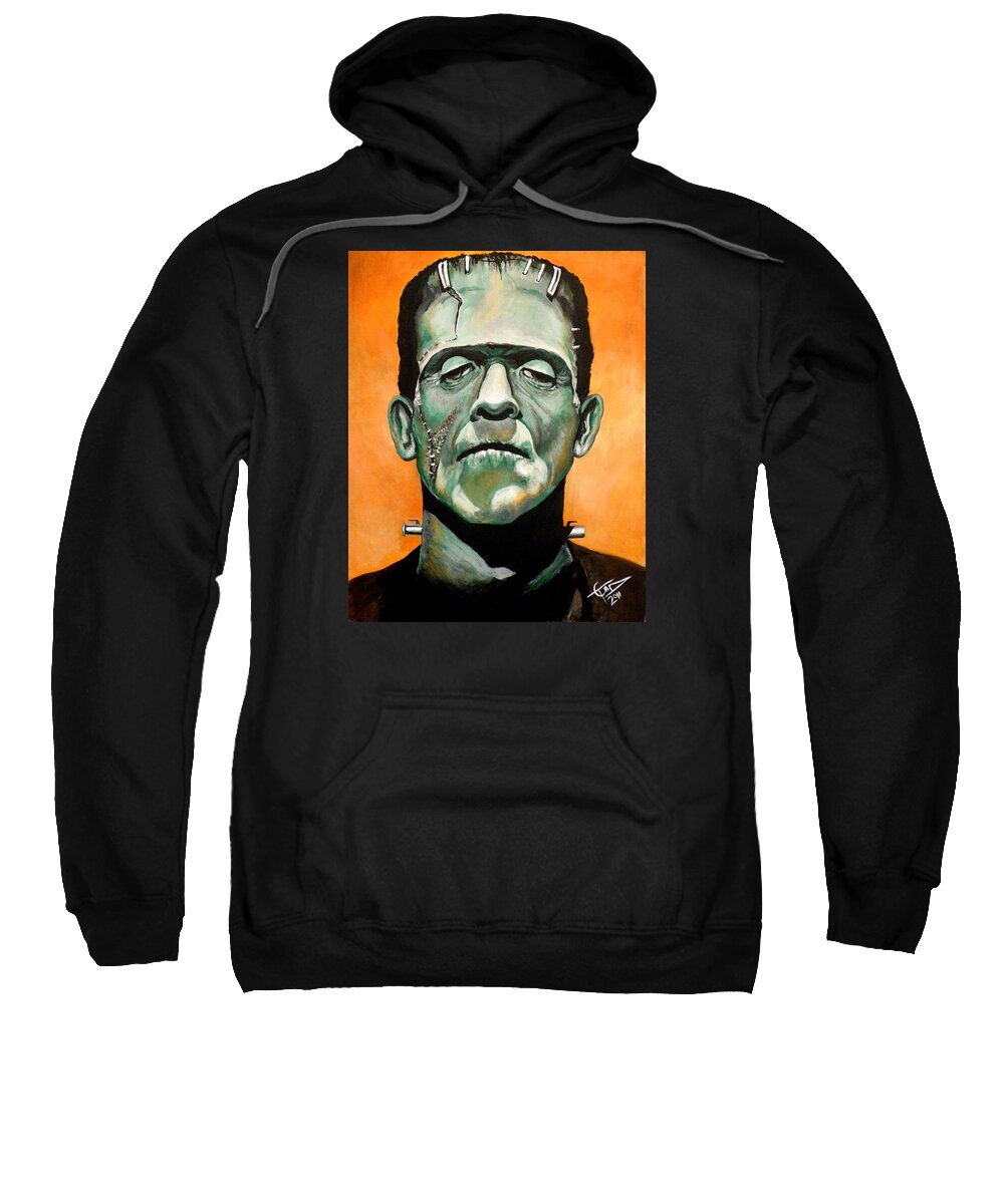 Frankenstein Sweatshirt featuring the painting Frankenstein by Tom Carlton