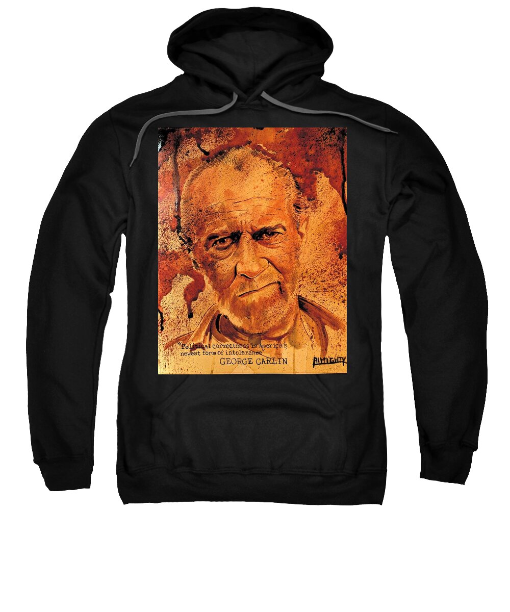 Ryan Almighty Sweatshirt featuring the painting GEORGE CARLIN fresh blood by Ryan Almighty