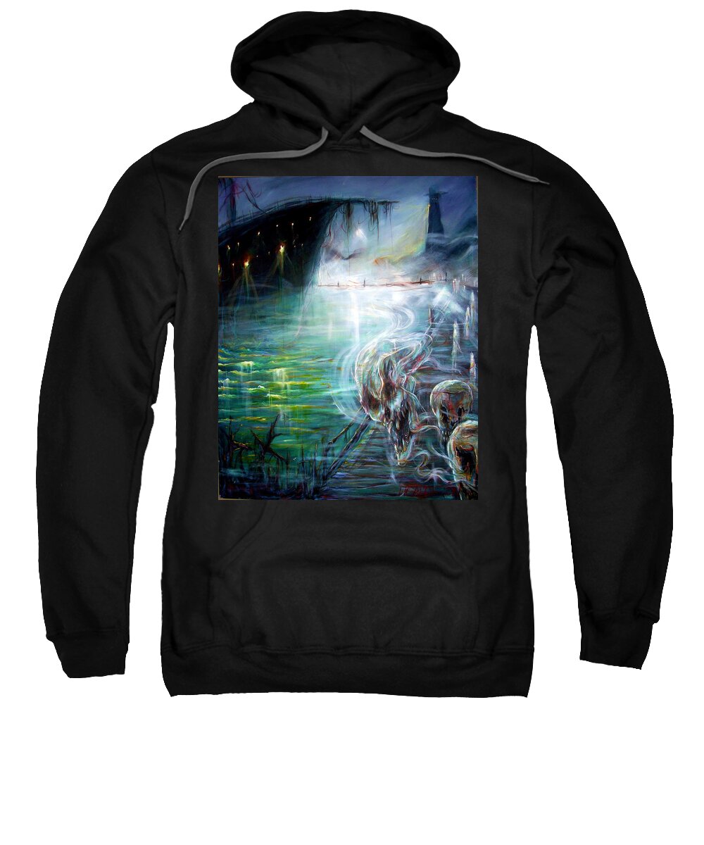 Skeleton Sweatshirt featuring the painting Ghost Ship 2 by Heather Calderon