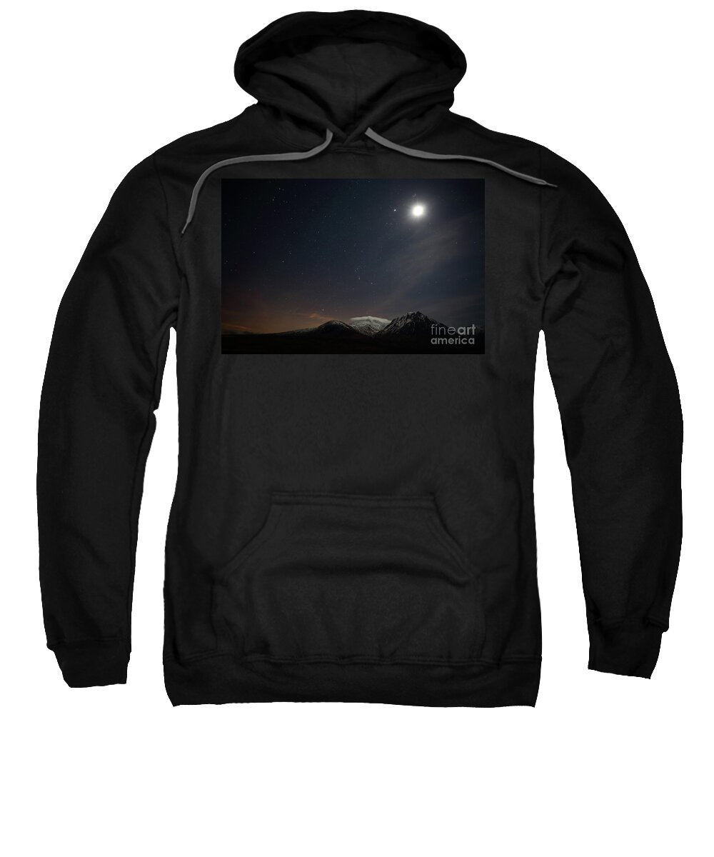 Glencoe Stars Sweatshirt featuring the photograph Glencoe Skyscape by Maria Gaellman