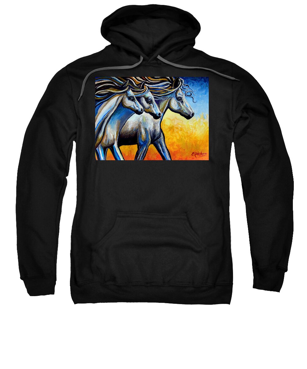 Horse Sweatshirt featuring the painting Golden Embers by Elizabeth Robinette Tyndall