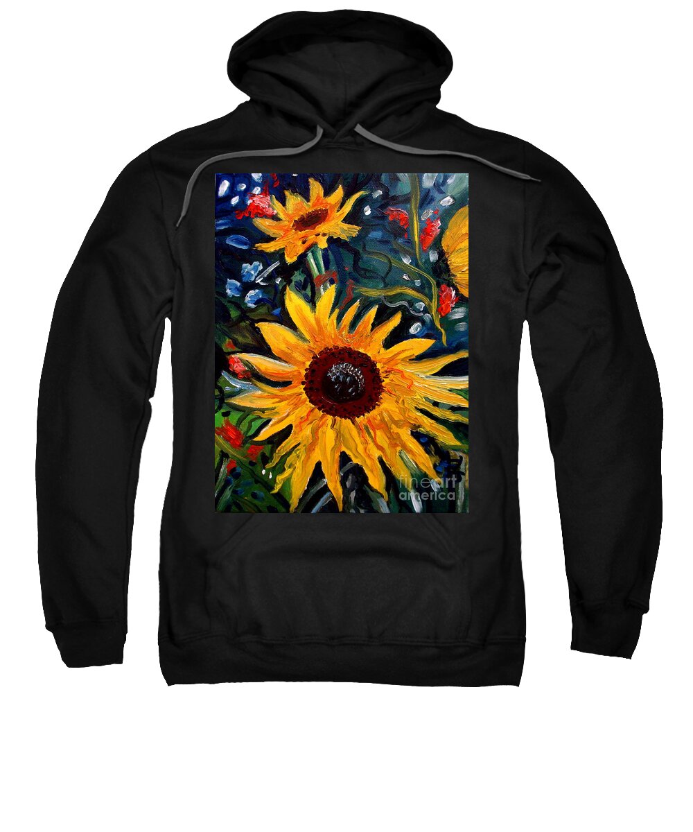 Impressionism Sweatshirt featuring the painting Golden Sunflower Burst by Elizabeth Robinette Tyndall