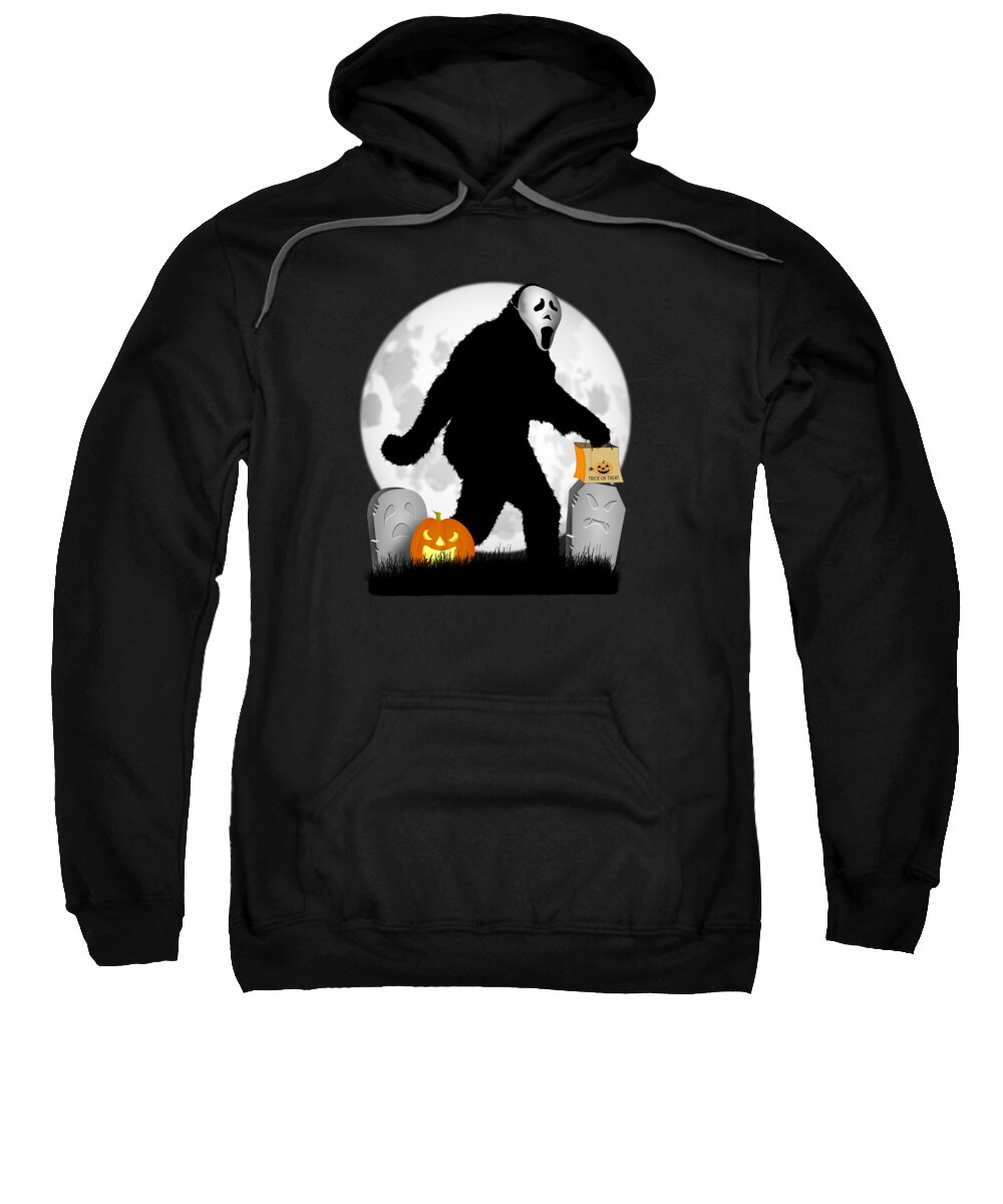 Sasquatch Sweatshirt featuring the digital art Gone Halloween Squatchin' by Gravityx9 Designs