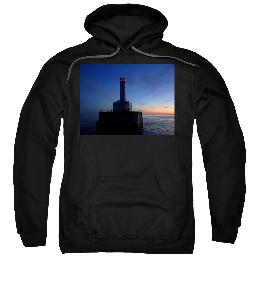 Lighthouse Sweatshirt featuring the photograph Grays Reef Lighthouse At Dusk by Keith Stokes