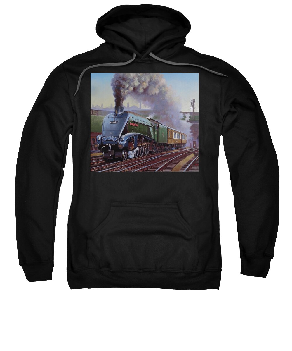 Steam Sweatshirt featuring the painting Gresley Pacific A4 class. by Mike Jeffries