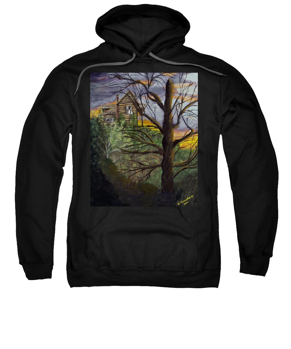 House Sweatshirt featuring the painting Haunted House by Quwatha Valentine