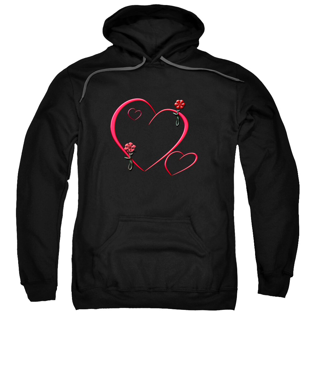 Heart Sweatshirt featuring the digital art Hearts and Flowers by Judy Hall-Folde