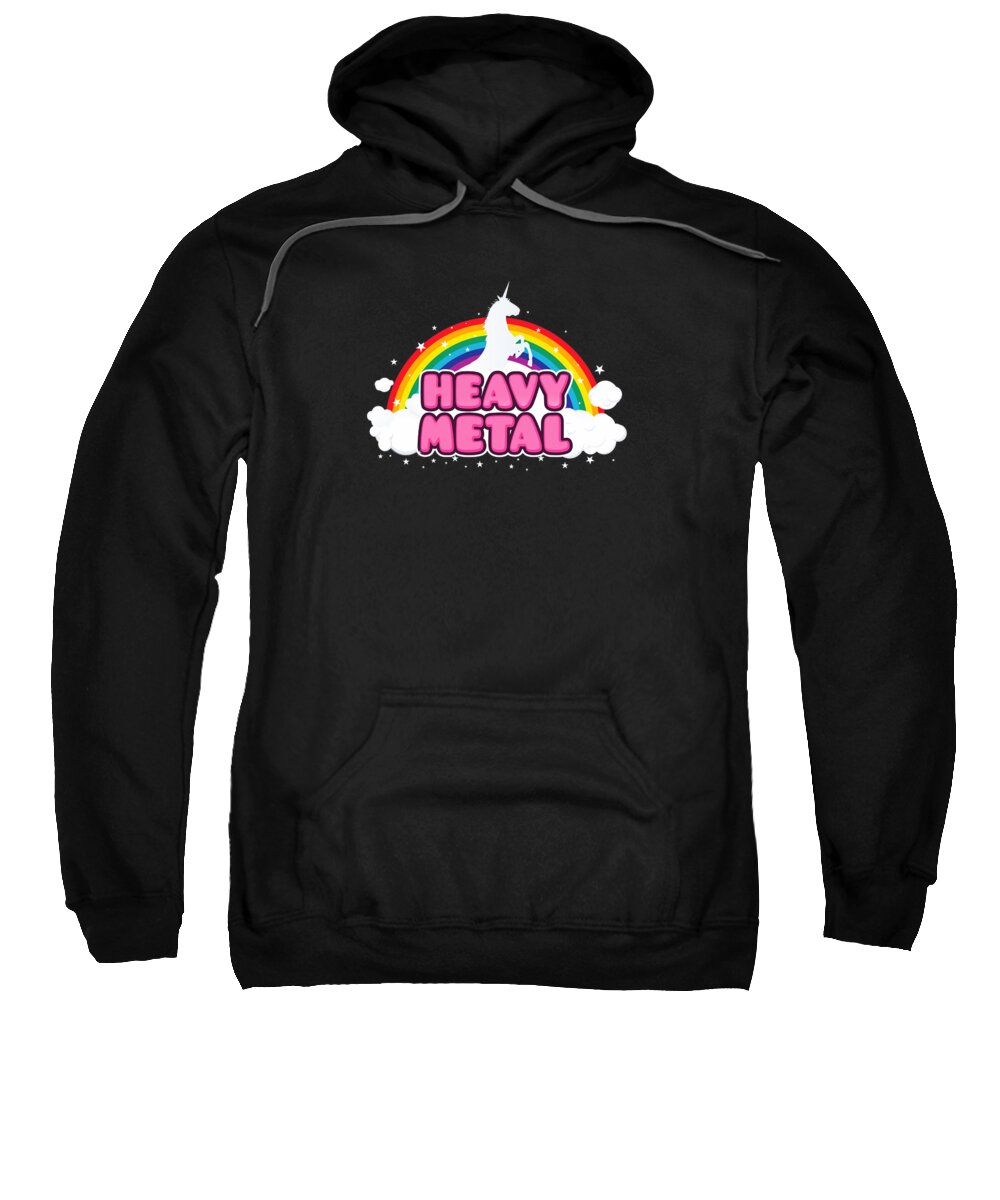 Music Sweatshirt featuring the digital art HEAVY METAL Funny Unicorn Rainbow Mosh Parody Design by Philipp Rietz