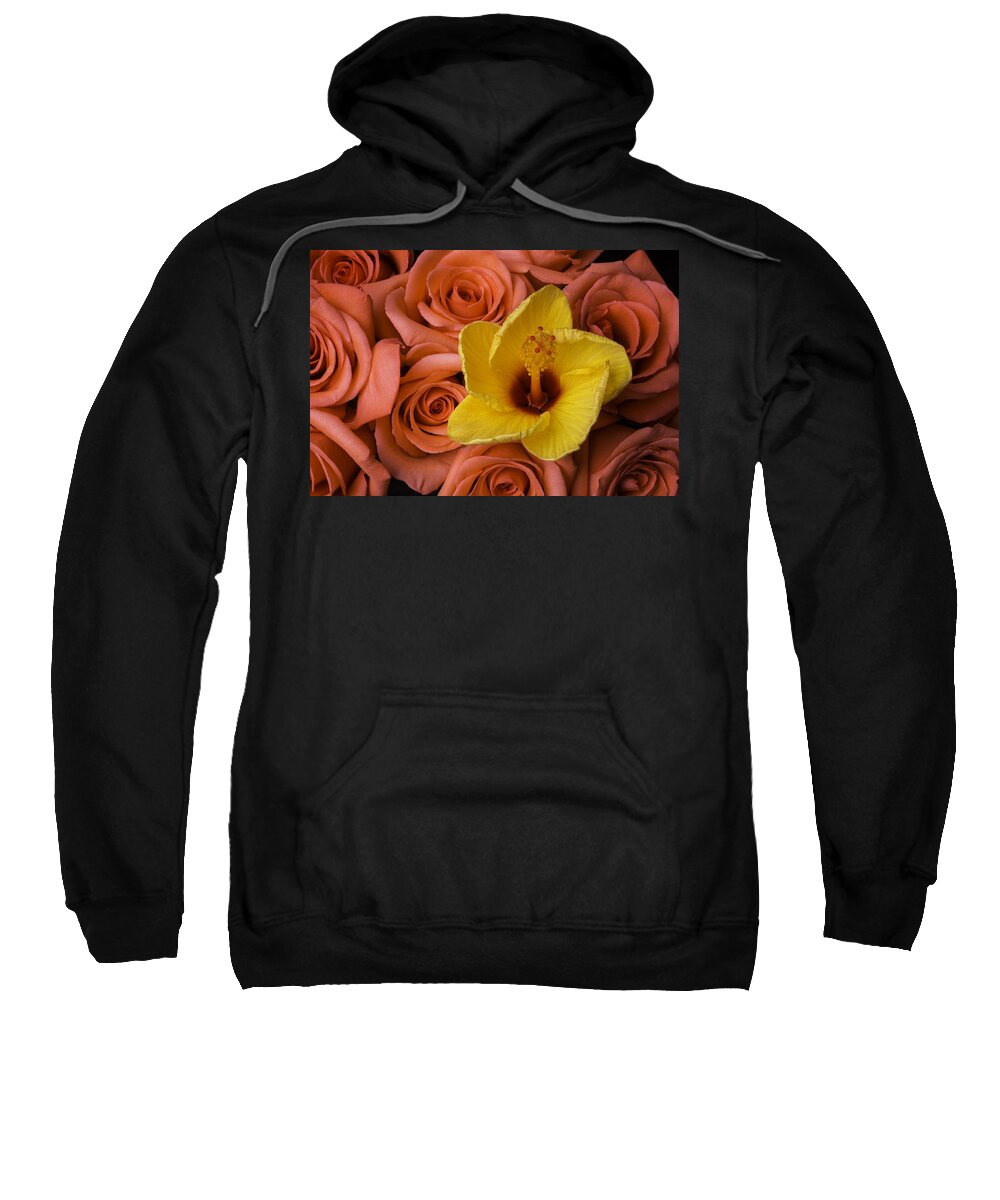 Yellow Sweatshirt featuring the photograph Hibiscus And Roses by Garry Gay