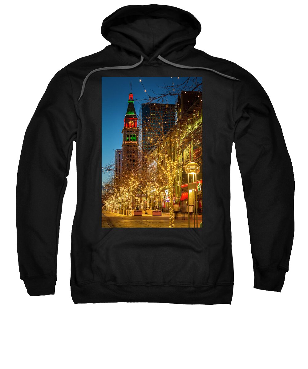 16th Street Mall Sweatshirt featuring the photograph Holidays in Denver Colorado by Teri Virbickis