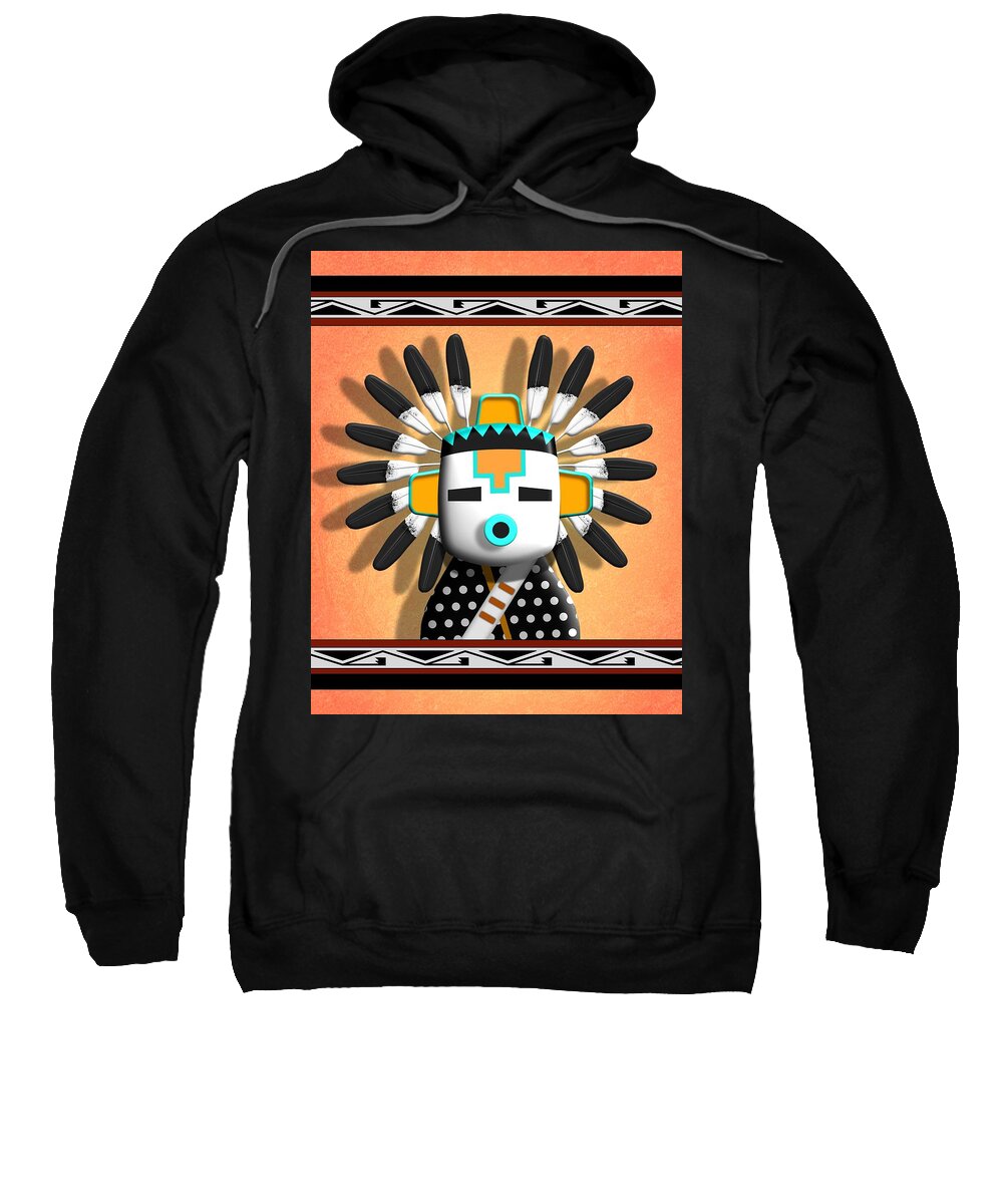 Native American Hopi Indian Sweatshirt featuring the digital art Hopi Kachina Mask by John Wills
