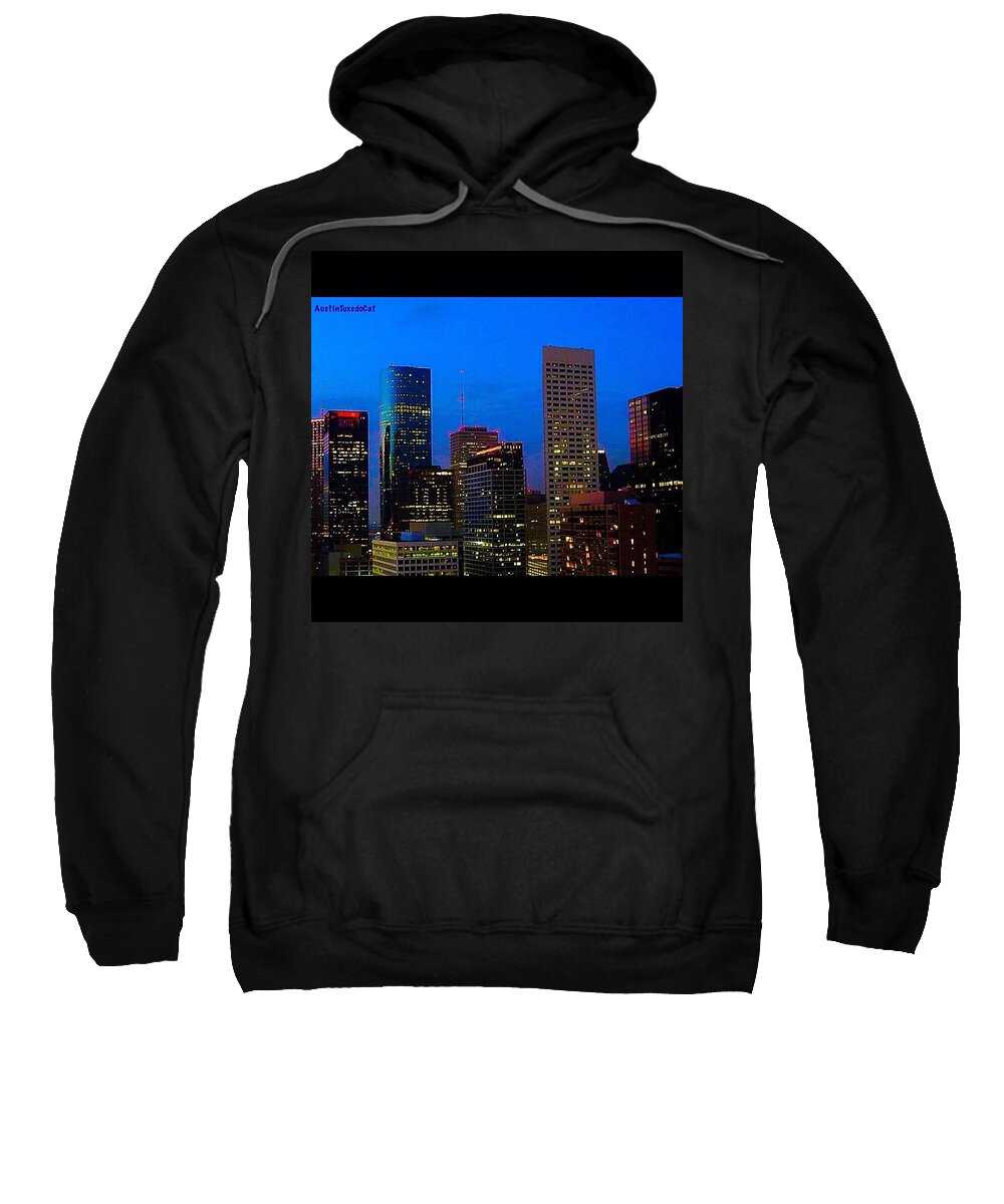 Houston Sweatshirt featuring the photograph #houston #skyline At #night. #lights by Austin Tuxedo Cat